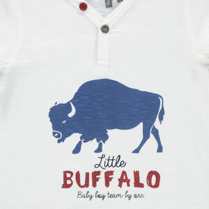 Tee-shirt manches courtes en slub avec print bison 