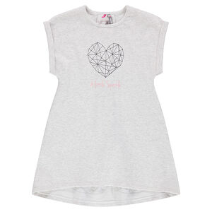 Robe manches courtes en molleton avec coeur et papillon printés 