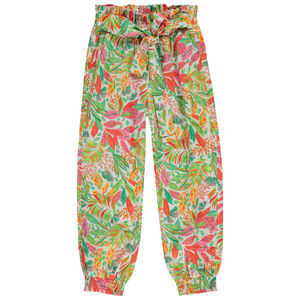 Pantalon fluide à nouer imprimé végétal fille 