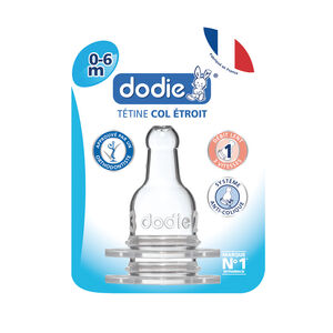 Lot de 2 tétine col étroit - 0-6mois - Debit lent 