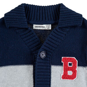 Gilet tricolore en tricot avec lettre en bouclette patchée 