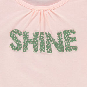 T-shirt manches longues uni à print brillant 