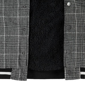 Blouson esprit teddy avec manches en simili et motif pied de poule 