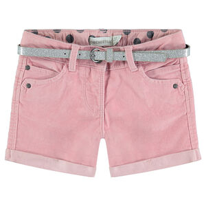 Short en velours ras avec ceinture pailletée argentée 