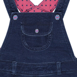 Salopette longue en molleton effet jeans avec motifs brodés 