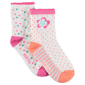 Lot de 2 paires de chaussettes assorties avec motifs jacquard colorés 