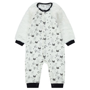 Combinaison en jersey avec manches en sherpa et animaux all-over 