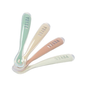 Lot de 4 cuillères 1er âge en silicone coloris natural 