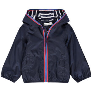 Coupe-vent bleu marine doublé jersey à rayures 