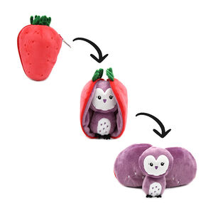 Peluche Flipetz 2 en 1 Violet la chouette/fraise 