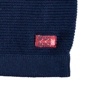 Pull en tricot avec bandes contrastées en jacquard 
