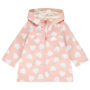 Parka gomme à couleurs changeantes imprimé cœurs pour bébé fille 