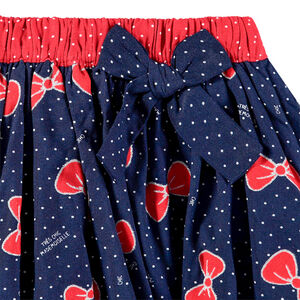 Jupe volantée à noeuds et pois all-over 