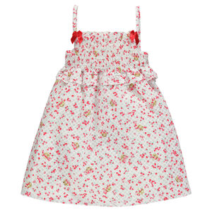 Robe smockée imprimée à bretelles aspect dévoré 