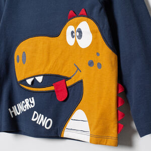 Sous-pull en coton bio col cheminée motif dinosaure 