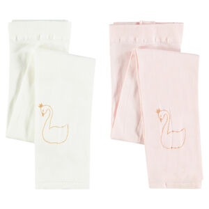 Lot de 2 collants fins avec cygne doré printé 