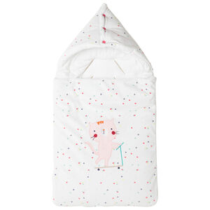 Nid d'ange à pois all-over et chat brodé 