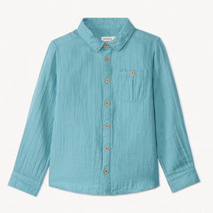Chemise manches longues uni avec poche garçon 
