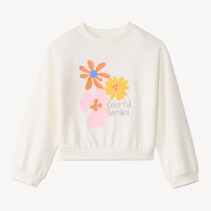 Sweat molleton oversize à fleurs brodées fille 