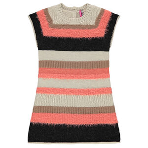 Robe manches en tricot fantaisie rayé 