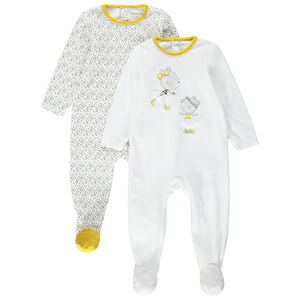 Lot de 2 dors-bien en velours avec imprimés souris et touches de jaune 