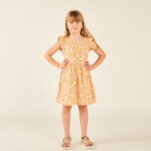 Robe manches courtes imprimée fleurie à dos nu fille 