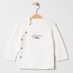 Gilet en coton bio à plume brodée 