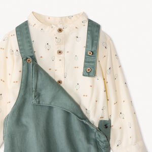 Ensemble long salopette + chemise imprimée pour bébé garçon 