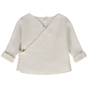Gilet en tricot point mousse effet cache-coeur pour bébé 