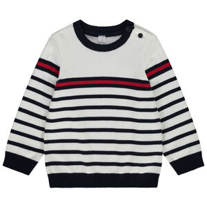 Pull esprit marinière en tricot avec liseré contrasté pour bébé garçon 