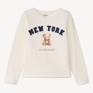 T-shirt manches longues ourson avec broderie fille 