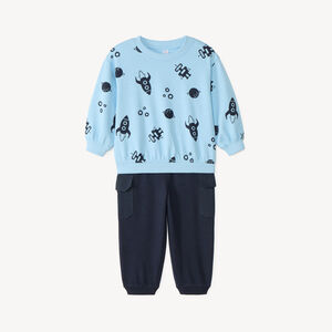 Ensemble 2 pièces pull + jogging imprimé robot pour bébé garçon 