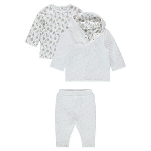 Ensemble 3 pièces avec gilet à capuche, tee-shirt imprimé et pantalon 