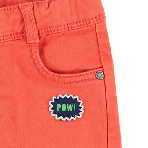 Pantalon en twill avec badge et poche forme ourson 