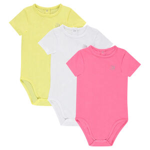 Lot de 3 bodies manches courtes unis en jersey avec logo printé 