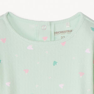 T-shirt manches longues côtelé et imprimé pour bébé fille 