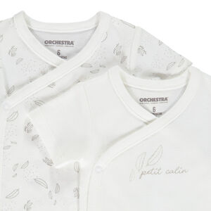 Lot de 2 bodies manches courtes en coton print plumes pour bébé 