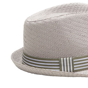 Borsalino effet paille avec ruban rayé 