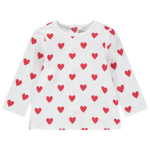 T-shirt manches longues imprimé coeurs 