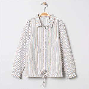 Chemise manches longues rayée à nouer 