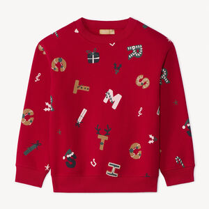 Sweat molleton de noël imprimé lettres garçon 