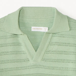 Polo manches courtes tricot fantaisie ajouré garçon 
