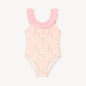 Maillot de bain 1 pièce à volants et imprimé fantaisie pour bébé fille 