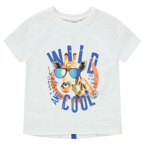 Tee-shirt manches courtes avec girafe printée 