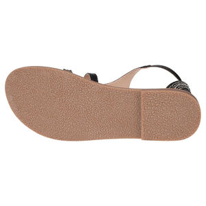 Nu-pieds noirs en cuir avec perles fantaisie 