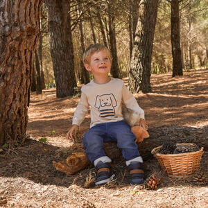Pull uni en tricot avec print chien pour bébé garçon 