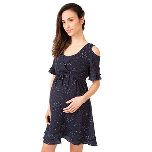 Robe de grossesse à épaules ajourées et imprimé all-over 
