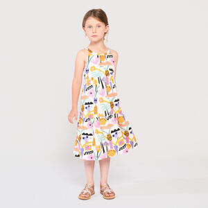 Robe longue imprimée à bretelles fille 