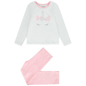 Pyjama 2 pièces en velours print licorne fille 