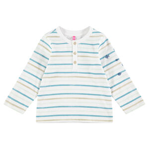 Tee-shirt manches longues en jersey avec rayures contrastées 